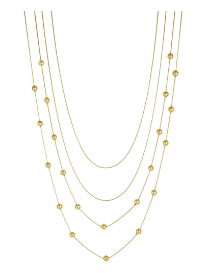 Bud to rose Bead Layer Necklace Gold - Gold - ONE SIZE Bud to rose Bead Layer Necklace Gold - Gold - ONE SIZE