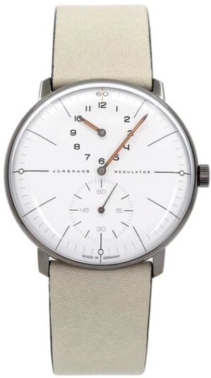 Junghans Herreklokke 27/3190.02 Max Bill Hvit/Lær Ø38 mm