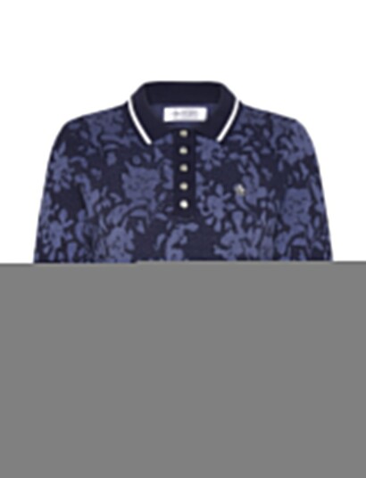 Callaway Botanical Jacquard Short Sleeve Sweater Polo Navy XS