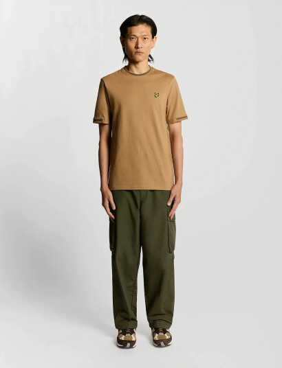 Lyle & Scott Birdseye Half Tipped T-Shirt - Beige - XS Lyle & Scott Birdseye Half Tipped T-Shirt - Beige - XS
