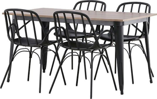 Spisegruppe Venture Home Tempe 140 cm med 4 Dyrön Stoler
