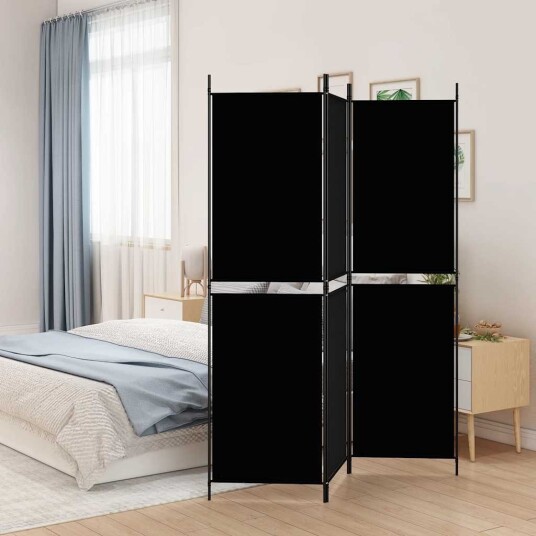 vidaXL Romdeler 3 paneler svart 150x180 cm stoff