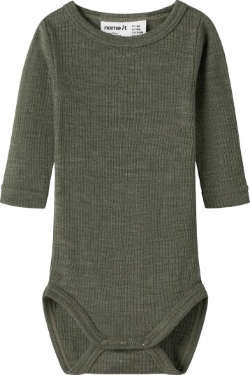Name It Nbnwax Wool Rib Ls Body Noos Khaki green 62