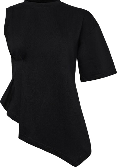 Topshop Tsbelle S/S One Shoulder T Shirt Jrs JET BLACK M Topshop Tsbelle S/S One Shoulder T Shirt Jrs JET BLACK M