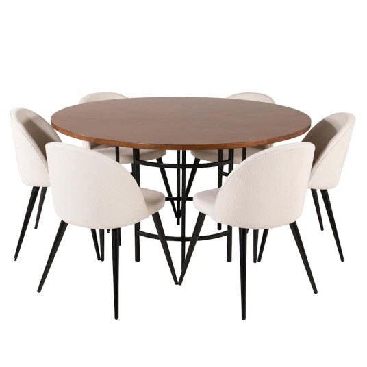 Furniture/Fashion Spisegruppe furniture/fashion Copenhagen med 6 Valentina Fløyel Stoler GR19250