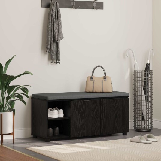 vidaXL Gangbenk Svart Eik 100 x 38 x 46 cm Konstruert treverk og stoff vidaXL Gangbenk Svart Eik 100 x 38 x 46 cm Konstruert treverk og stoff