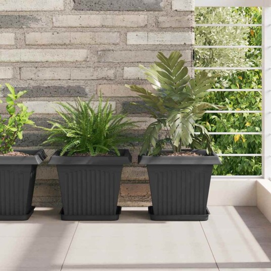 vidaXL Plantepotter 6 pcs Svart 28,5 x 28,5 x 22 cm Plast