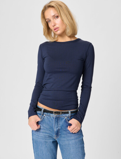 My Essential Wardrobe 18 The Modal Blouse - Navy - S