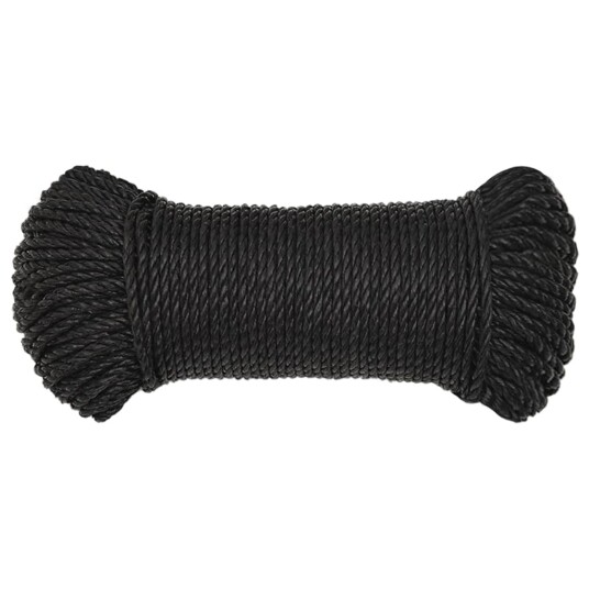  Arbeidstau svart 6 mm 25 m polypropylen