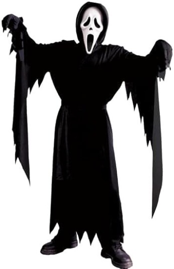 Scream Ghostface Kostyme til Gutt med Maske og Hansker 120 cm JUN
