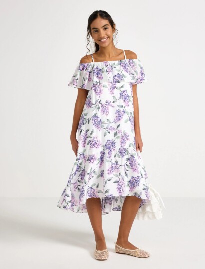 Lindex Dress With Flounces Purple 152