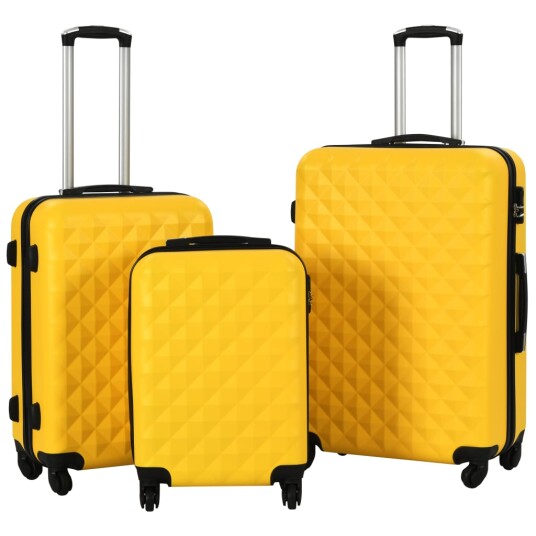 Vidaxl Hardplast Trillekoffert Sett 3 Stk Gul Abs