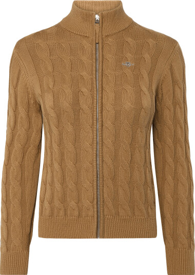 Gant Kids Shield Cotton Cable Zip Sweater   Brown   134