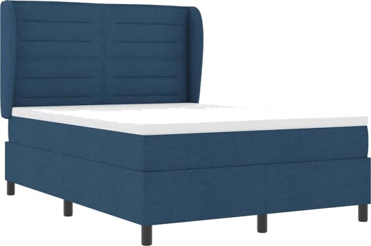 Boxspring seng med madrass Blå 140x190 cm Stoff