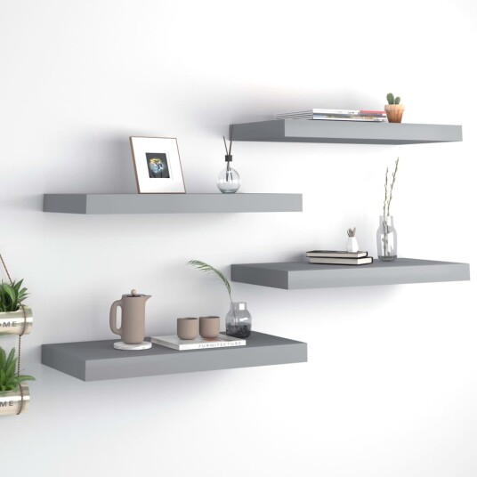vidaXL Flytende vegghyller 4 stk gr? 50x23x3,8 cm MDF