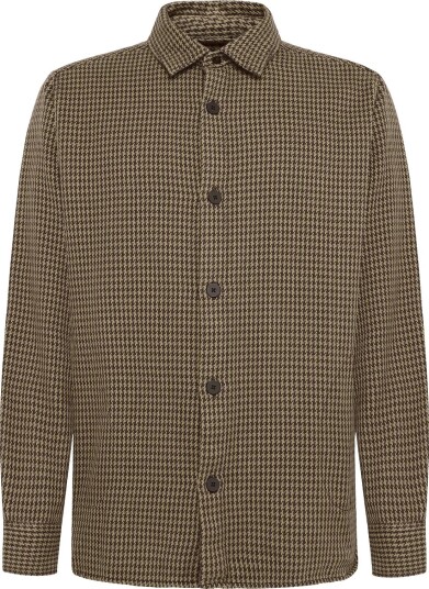 Knowledge Cotton Apparel Loose Houndtooth Overshirt Brown L