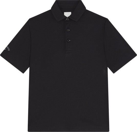 Callaway Youth Unisex Solid Polo Svart Golfklær junior Caviar Medium 140/150