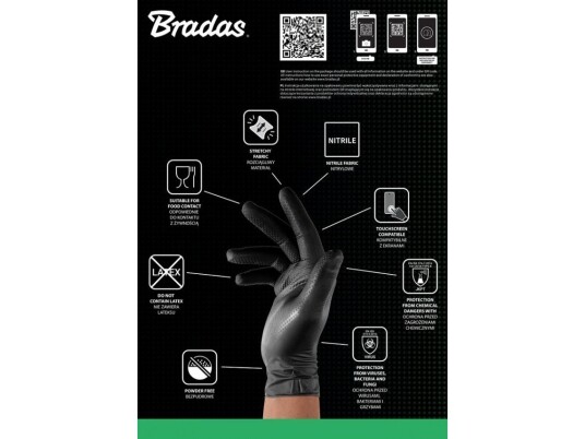 Bradas Diamant Nitril Hansker Sort L 8 9 / 50 Stk.