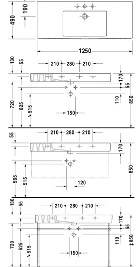 Duravit Vero servant, 125x49 cm, hvit Duravit Vero servant, 125x49 cm, hvit