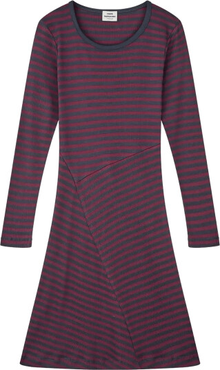 Mads Nørgaard 2X2 Cotton Stripe Cille Dress Burgundy 176