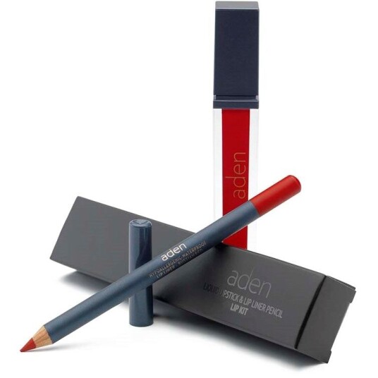 Aden Liquid Lipstick + Lipliner Pencil Set Russian Red 09 Aden Liquid Lipstick + Lipliner Pencil Set Russian Red 09