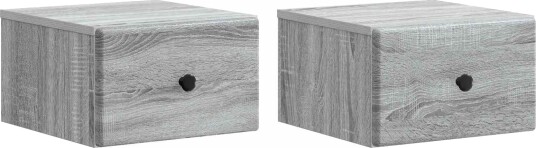  Vegghengt Nattbord med skuff 2 pcs Grå sonoma 34,5 x 33 x 20 cm