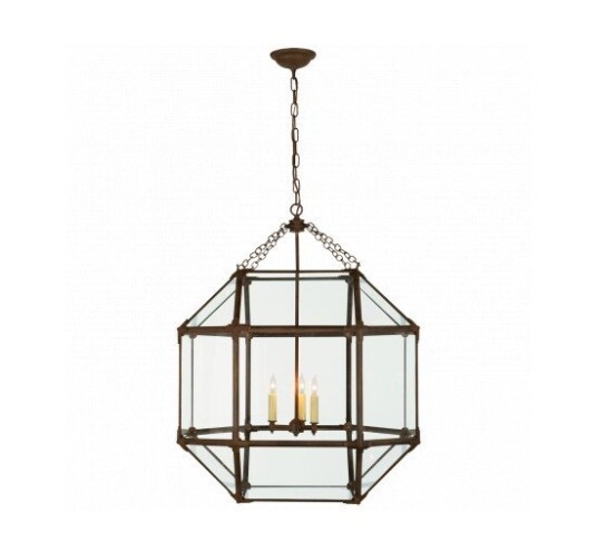 Morris Large Lantern Antique Zinc/Clear Glass Morris Large Lantern Antique Zinc/Clear Glass
