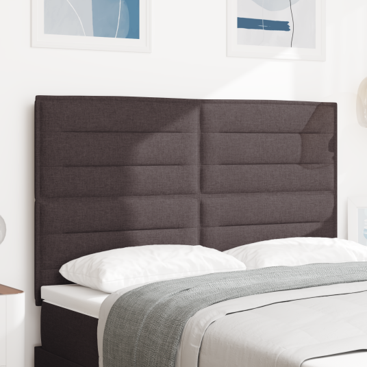 Sengegavl Linje Design Mørk Brun 140 cm Stoff