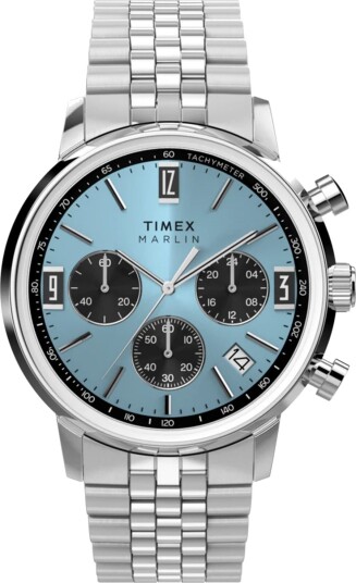 Timex Marlin Quartz Chronograph Steel 40mm Ice Blue Dial