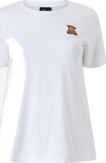 Zizzi T skjorte Mteddy S/S Straight Tee Hvit