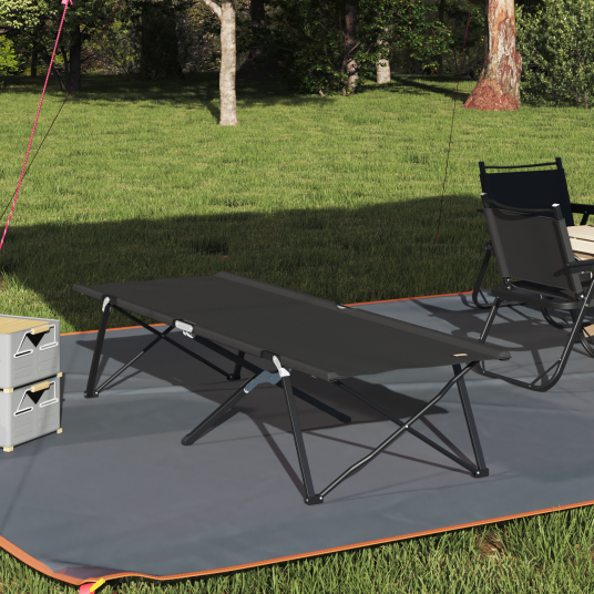 Sammenleggbar camping seng Svart 206 x 76 x 74 cm