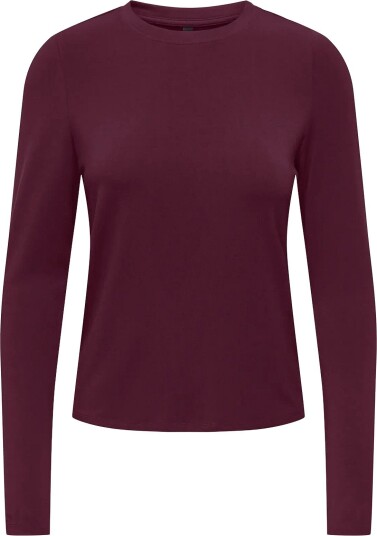 ONLY Onlbamboo L/S O Neck Top Jrs   Burgundy   XS