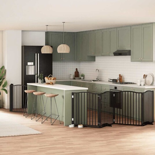 Vidaxl Hundeport Sammenleggbar 6 Paneler Svart 480 cm Poppeltre