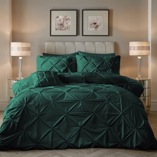Indusia Design Sengesett Velvet Pintuck Green 200x220 / Velour