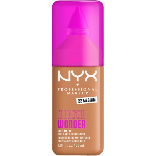 NYX Make Em Wonder Foundation 22 Medium - Lett og Dekkende 30ml NYX Make Em Wonder Foundation 22 Medium - Lett og Dekkende 30ml