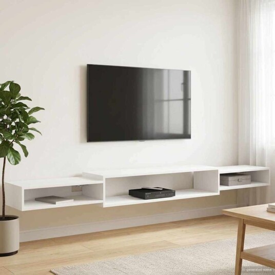 vidaXL Vegghengt TV-skap Veggmontert Hvit 220 x 28 x 21 cm