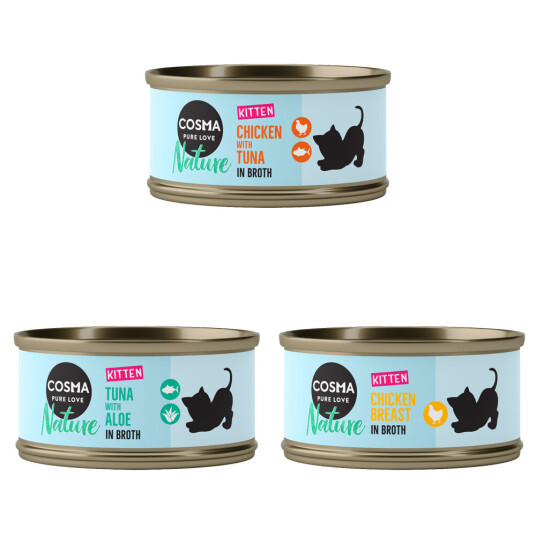 Cosma Økonomipakke Nature Kitten 24 X 70 G Ny: Blandet Pakke (3 Sorter)