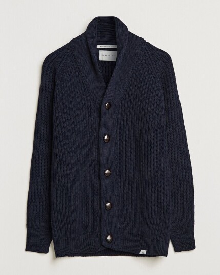 Peregrine Wilkinson Ribbed Wool Cardigan Navy Peregrine Wilkinson Ribbed Wool Cardigan Navy