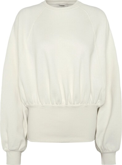 Topshop Tsrega Cinch Waist Ruched Sweat Jrs   ECRU   L