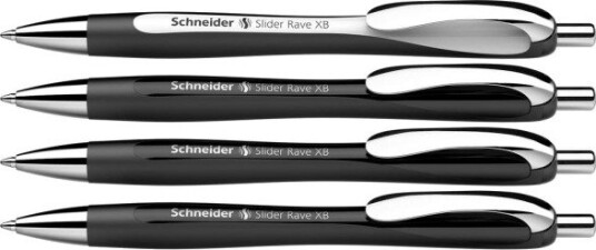 3 + 1 Gratis: Schneider Kulepenn Slider Rave Xb Sort Skriftfarbe Blau 3 Stk + Gratis 1