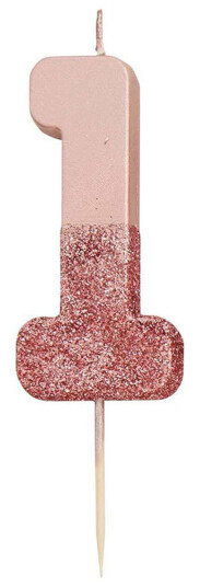 Talking Tables Kakelys Tall Roségull/Glitter - 1 År