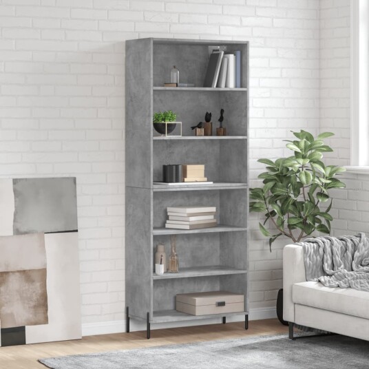 vidaXL Highboard betonggrå 69,5x32,5x180 cm konstruert tre