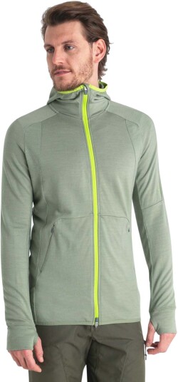 Icebreaker Men's Zoneknit Long Sleeve Zip Hoodie Lichen/Hyper S