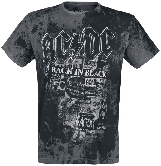 AC/DC T-skjorte Back in Black S til XXL Herrer grå-svart