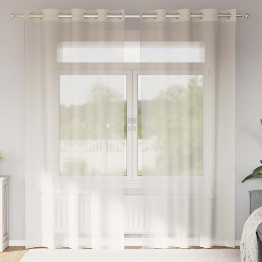 Voilegardiner med grommets 2 stk krem 140x225 cm 8721158550897