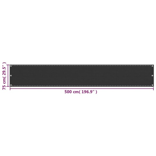 vidaXL Balkongskjerm HDPE 75x500 cm antrasitt