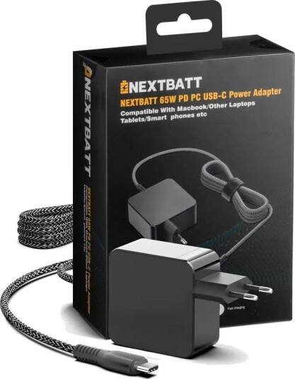 Nextbatt Lader / AC-adapter USB-C 65W PD3.0 for MacBook PC-er og bærbare datamaskiner NB-Q65M2-PD65W