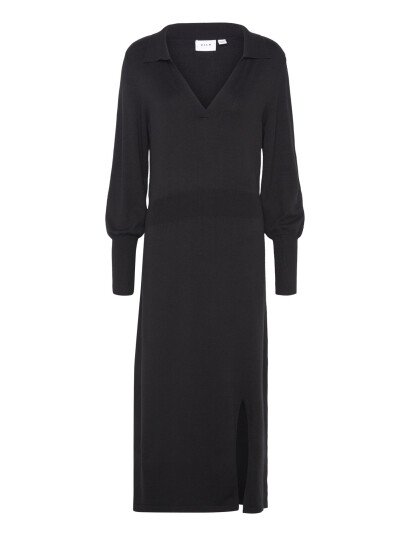 Vila Vicomfy L/S Collar Rib Knit Dress - Noos - Black - XS