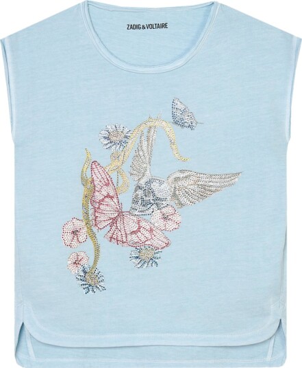 Zadig & Voltaire T skjorte AngeLyseblå m. Blomster/Similis Zadig & Voltaire 14 år 164 T skjorte