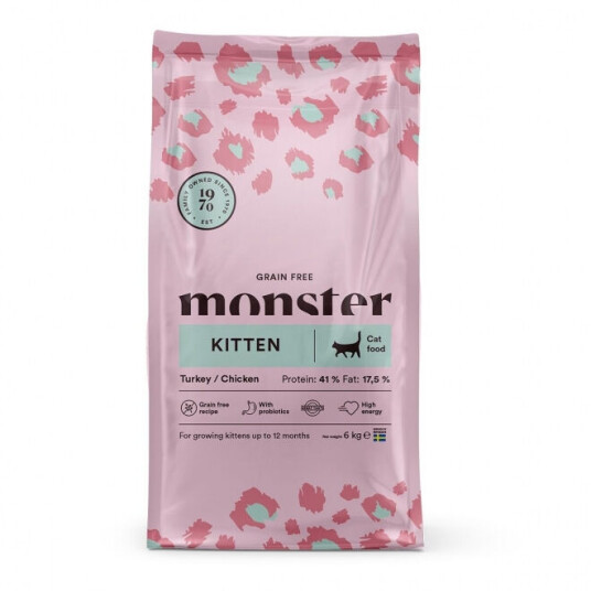 Monster Pet Food Kornfritt Kattemat for Kattunger med Kalkun og Kylling 6 kg